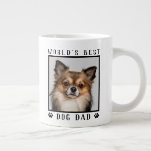 World's Best Dog Dad Paw Prints Pet Photo Large Coffee Mug
