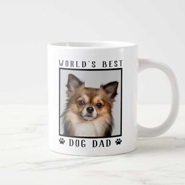 World's Best Dog Dad Paw Prints Pet Photo Large Coffee Mug (Right)