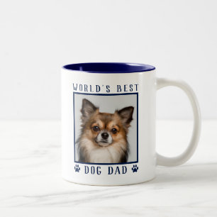 World's Best Dog Dad Paw Prints Pet Photo Navy Two-Tone Coffee Mug