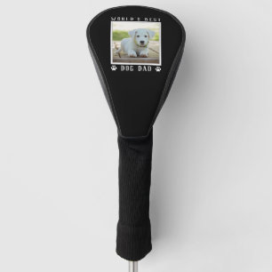 World's Best Dog Dad Paw Prints Pet Photo on Black Golf Head Cover