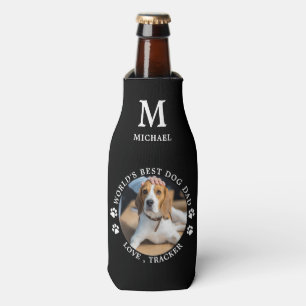 Worlds Best Dog Dad Personalise Monogram Pet Photo Bottle Cooler