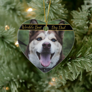 World's Best Dog Dad Pet Photo  Ceramic Tree Decoration