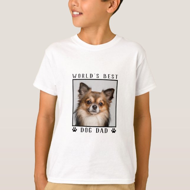 World's Best Dog Dad Pet Photo Paw Prints T-Shirt (Front)