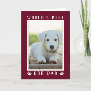 World's Best Dog Dad Photo Burgundy Birthday Card