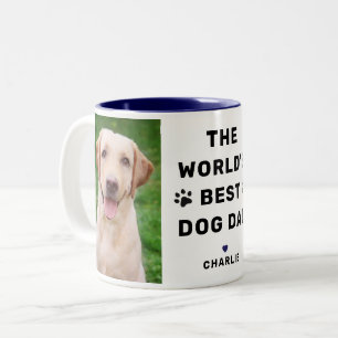 Worlds Best Dog Dad Photo Navy Two-Tone Coffee Mug