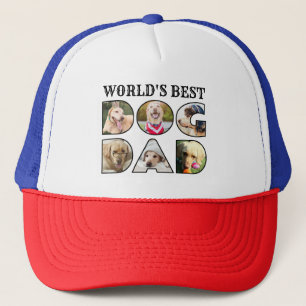 World's Best Dog Dad Quote 6 Photo Collage Trucker Hat
