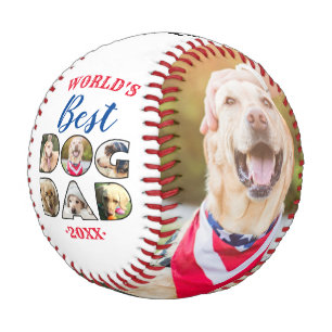 World's Best Dog Dad Quote Photo Collage Dog Lover Baseball