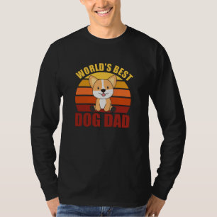 Worlds Best Dog Dad Sweet Dog Corgi Dog Sunset T-Shirt