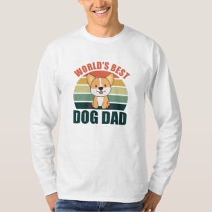 Worlds Best Dog Dad Sweet Dog Corgi Dog Sunset T-Shirt