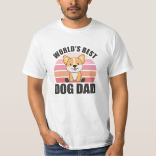 Worlds Best Dog Dad Sweet Dog Corgi Dog Sunset T-Shirt