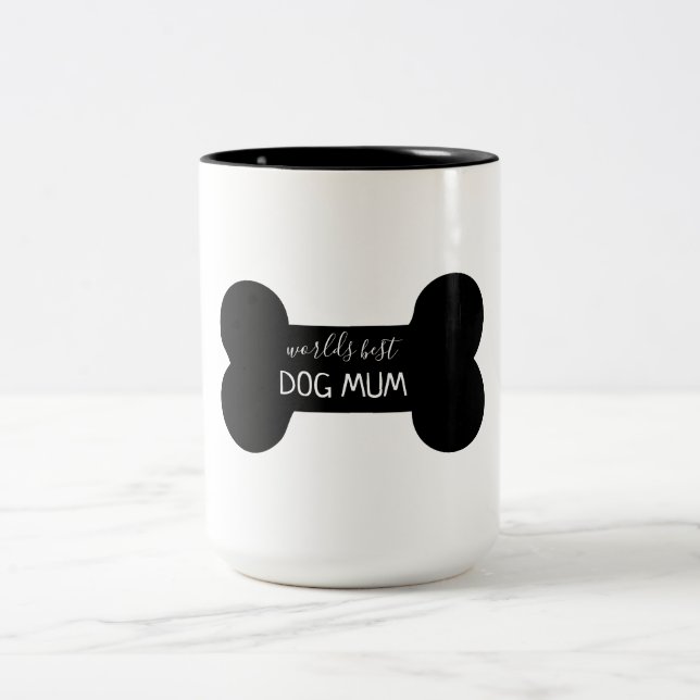 World's best dog mom bone Two-Tone coffee mug (Center)