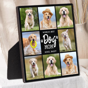 World's Best DOG MOM Custom 8 Photo Collage Plaque