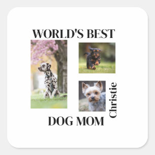 World's Best Dog Mom Custom Name Gift Square Sticker
