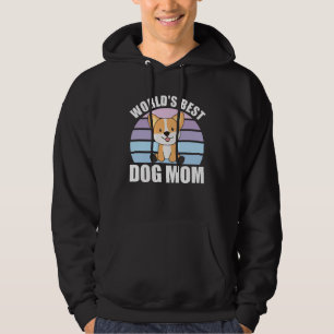 Worlds Best Dog Mom - Dog Corgi Vintage Sunset Hoodie