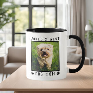 World's Best Dog Mom Paw Prints Pet Photo Frame Mug