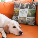 World's Best Dog Mom Photo Collage Cushion<br><div class="desc">Cute doggy mothers day pillow featuring 8 family photos of your pet,  the cute saying "the world's best dog mom",  a paw print,  and the dog's name.</div>