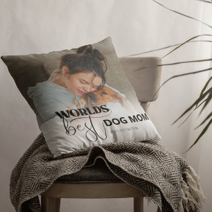 Worlds Best Dog Mom Throw Pillow