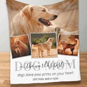 Worlds Best Dog Mum 4 Photo Fleece Blanket
