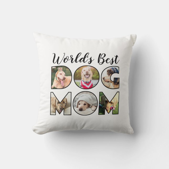 World's Best Dog Mum 6 Photo Collage Dog Lover Cushion (Front)