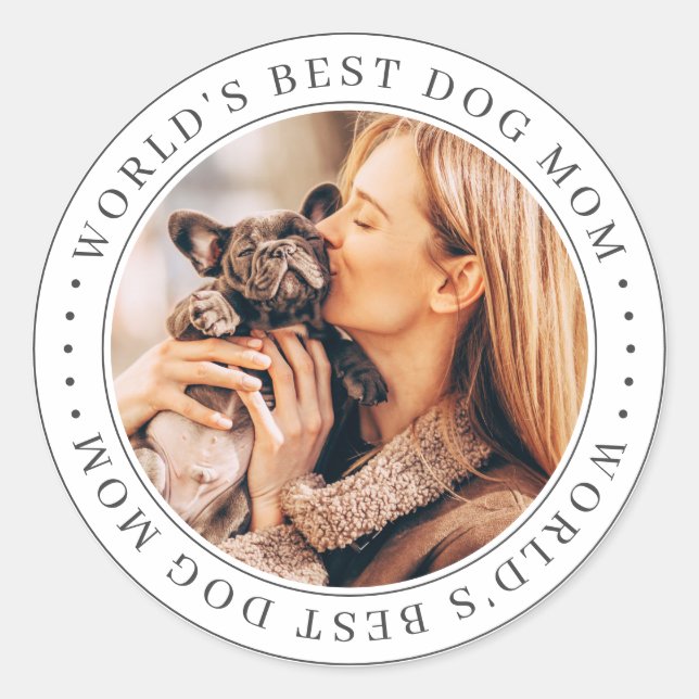 World's Best Dog Mum Classic Simple Photo Classic Round Sticker (Front)