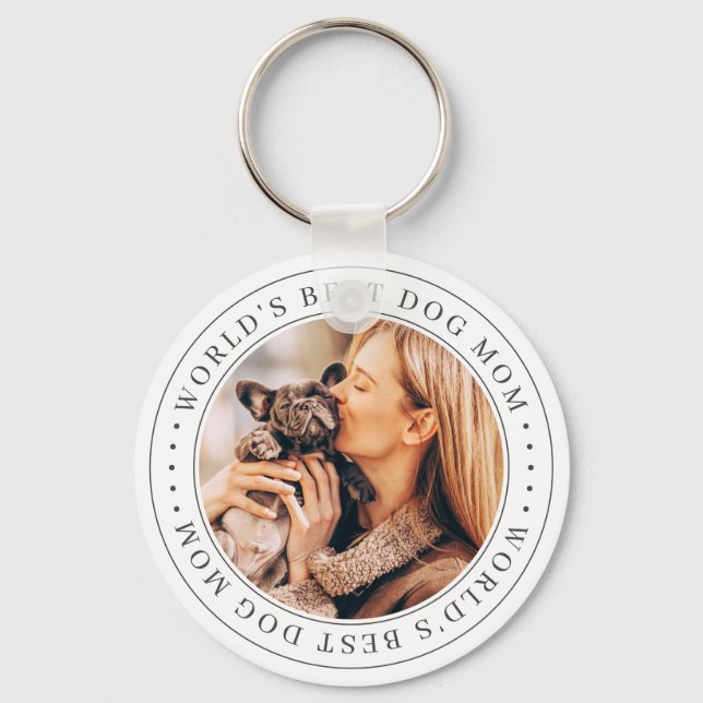 World's Best Dog Mum Classic Simple Photo Key Ring (Front)