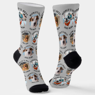 World's Best Dog Mum Custom 3 Dog Photo Socks