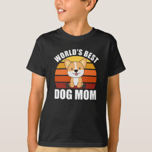 Worlds Best Dog Mum - Dog Corgi Vintage Sunset T-Shirt