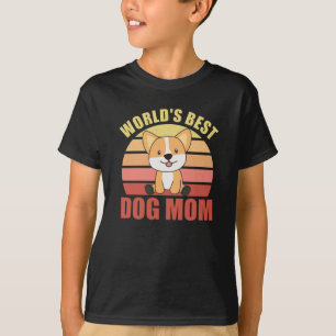 Worlds Best Dog Mum - Dog Corgi Vintage Sunset T-Shirt