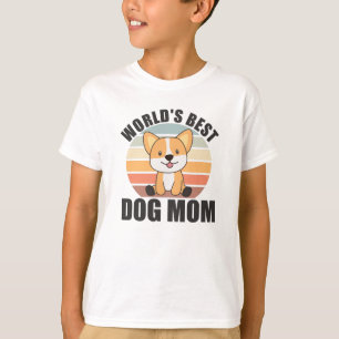 Worlds Best Dog Mum - Dog Corgi Vintage Sunset T-Shirt