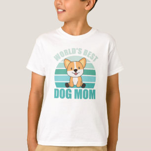 Worlds Best Dog Mum - Dog Corgi Vintage Sunset T-Shirt