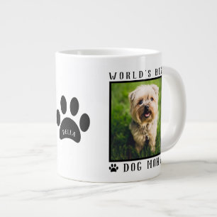 World's Best Dog Mum Name Paw Prints Pet Photo Large Coffee Mug