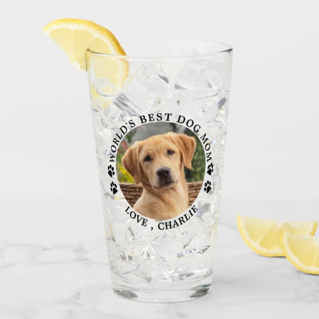 World's Best Dog Mum Paw Prints Custom Pet Photo Glass (Front Ice)