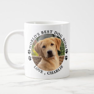 World's Best Dog Mum Paw Prints Custom Pet Photo Large Coffee Mug
