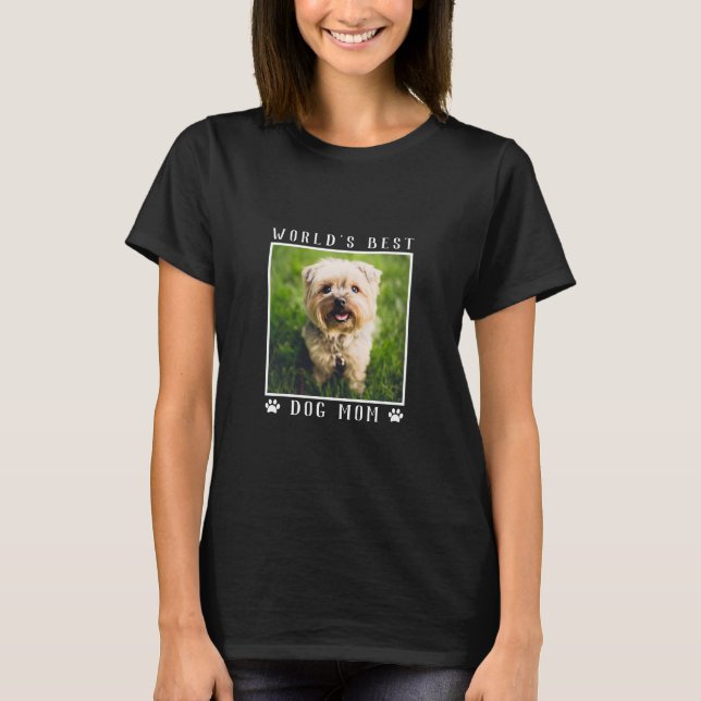 World's Best Dog Mum Paw Prints Pet Photo T-Shirt (Front)