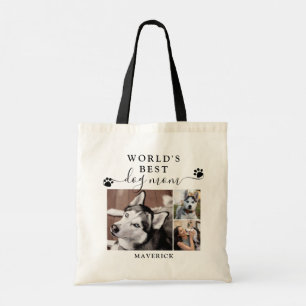 Worlds Best Dog Mum Paw Prints Script 3 Photo Tote Bag
