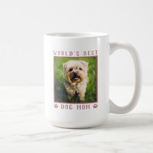 World's Best Dog Mum Pet Photo Pink Paw Prints Coffee Mug