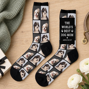 Worlds Best Dog Mum Photo Collage Socks