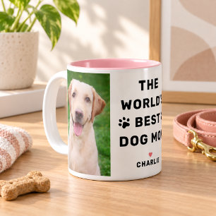 Worlds Best Dog Mum Photo Paw Print Two-Tone Coffee Mug