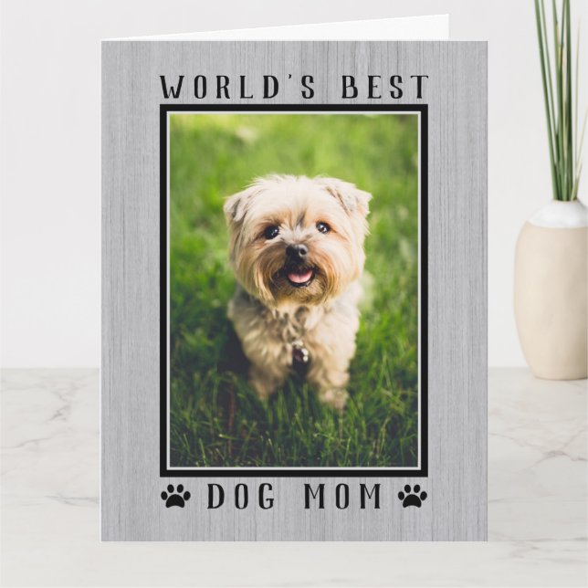 World's Best Dog Mum Photo Rustic Happy Birthday Card (Front)