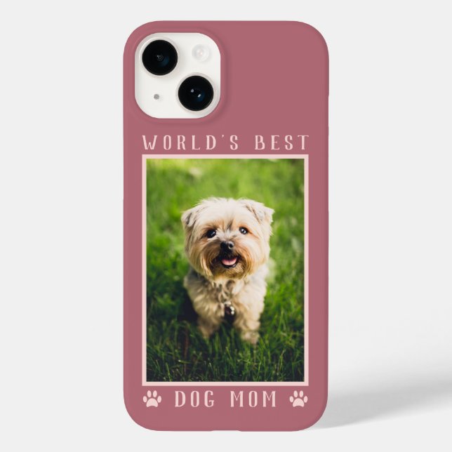 World's Best Dog Mum Pink Paw Prints Cute Photo Case-Mate iPhone Case (Back)