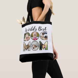 World's Best Dog Mum Quote Modern 6 Photo Collage Tote Bag