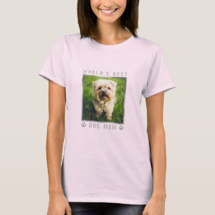 World's Best Dog Mum Silver Foil Paw Prints Photo T-Shirt