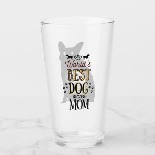 World's Best Dog Mum with custom text dog photo Glass