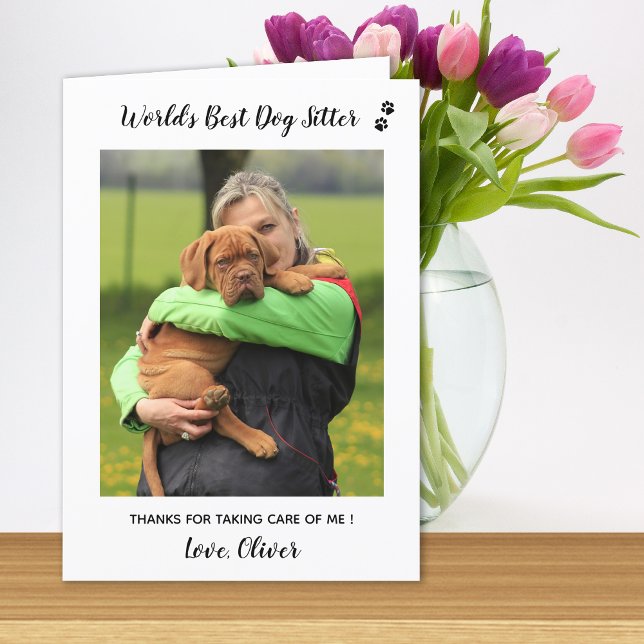 World's Best Dog Sitter Pet Care Pet Photo Thank Y You Card (Creator Uploaded)