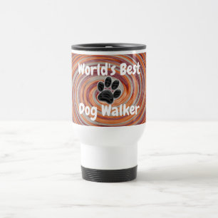 Worlds Best Dog Walker Groovy Paw Print Puppy Pet Travel Mug