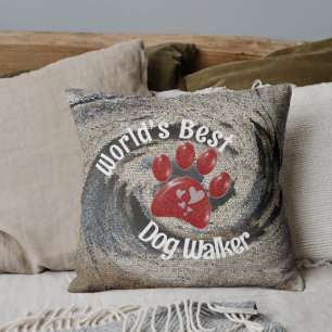 Worlds Best Dog Walker Mosaic Swirl Paw Print Cushion