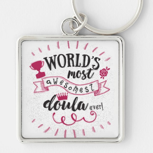 worlds best doula - keyring - thank you gift (Front)