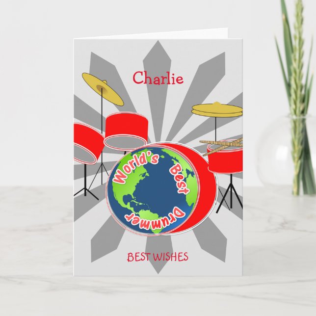 Worlds Best Drummer Personalised Card (Front)