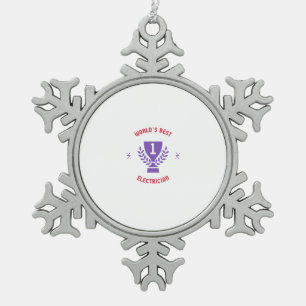 World's best electrician snowflake pewter christmas ornament