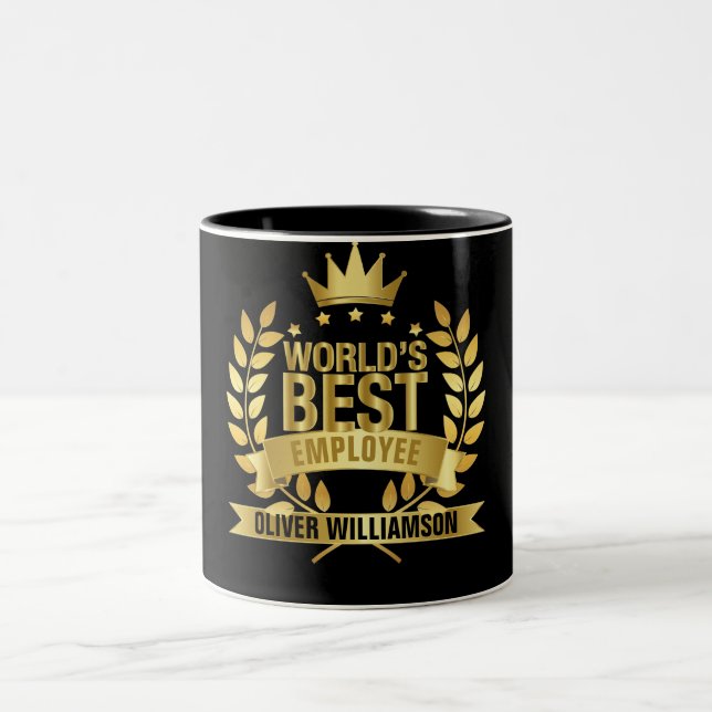 World's Best Employee Black And Gold 5 Star Two-Tone Coffee Mug (Center)